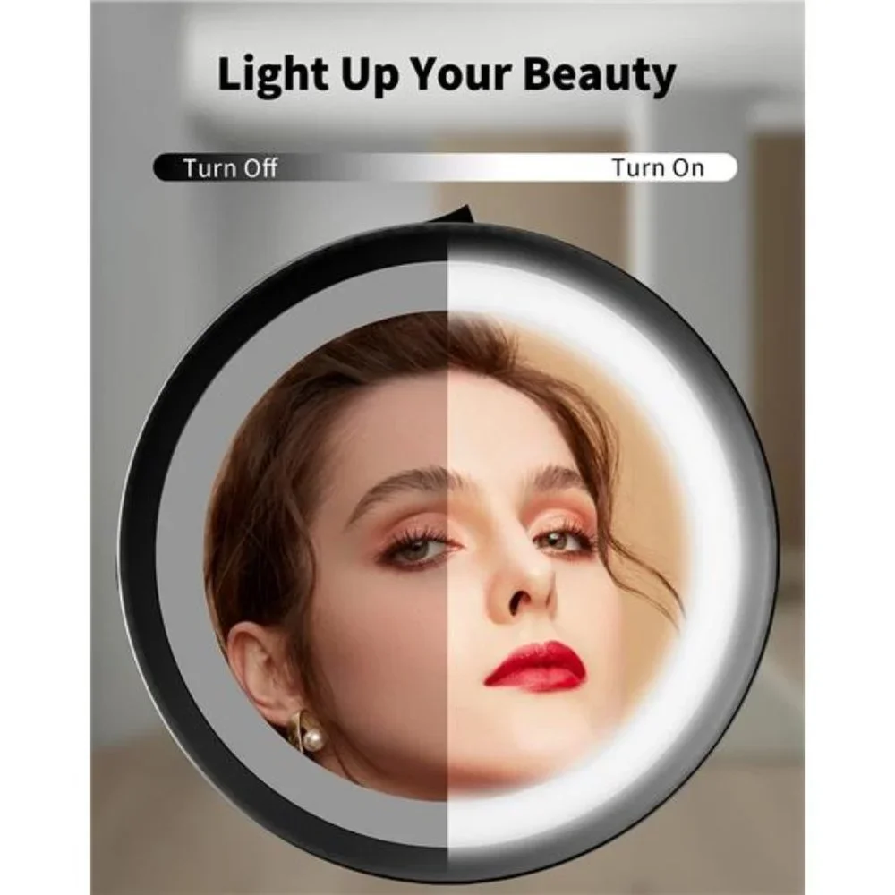 Lighted Makeup Mirror,1x/10xMagnifying Double Sided LED Vanity Mirror with Light